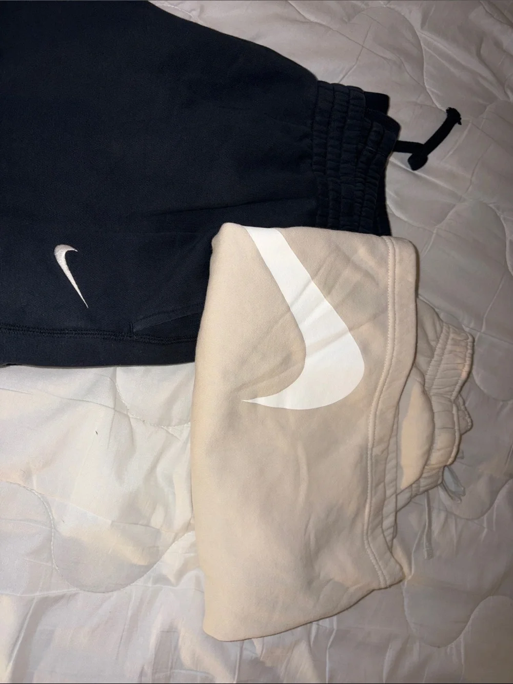 Nike Beige Mens Athletic Shorts with White Swoosh